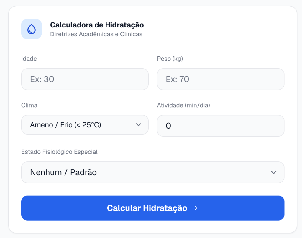 Calculadora de Hidratação Amora